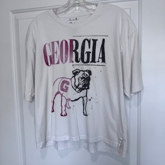 University of Georgia Bulldogs “Go Dawgs 1785” T-Shirt by Pressbox | Women’s XL | Short | White Graphic Tee