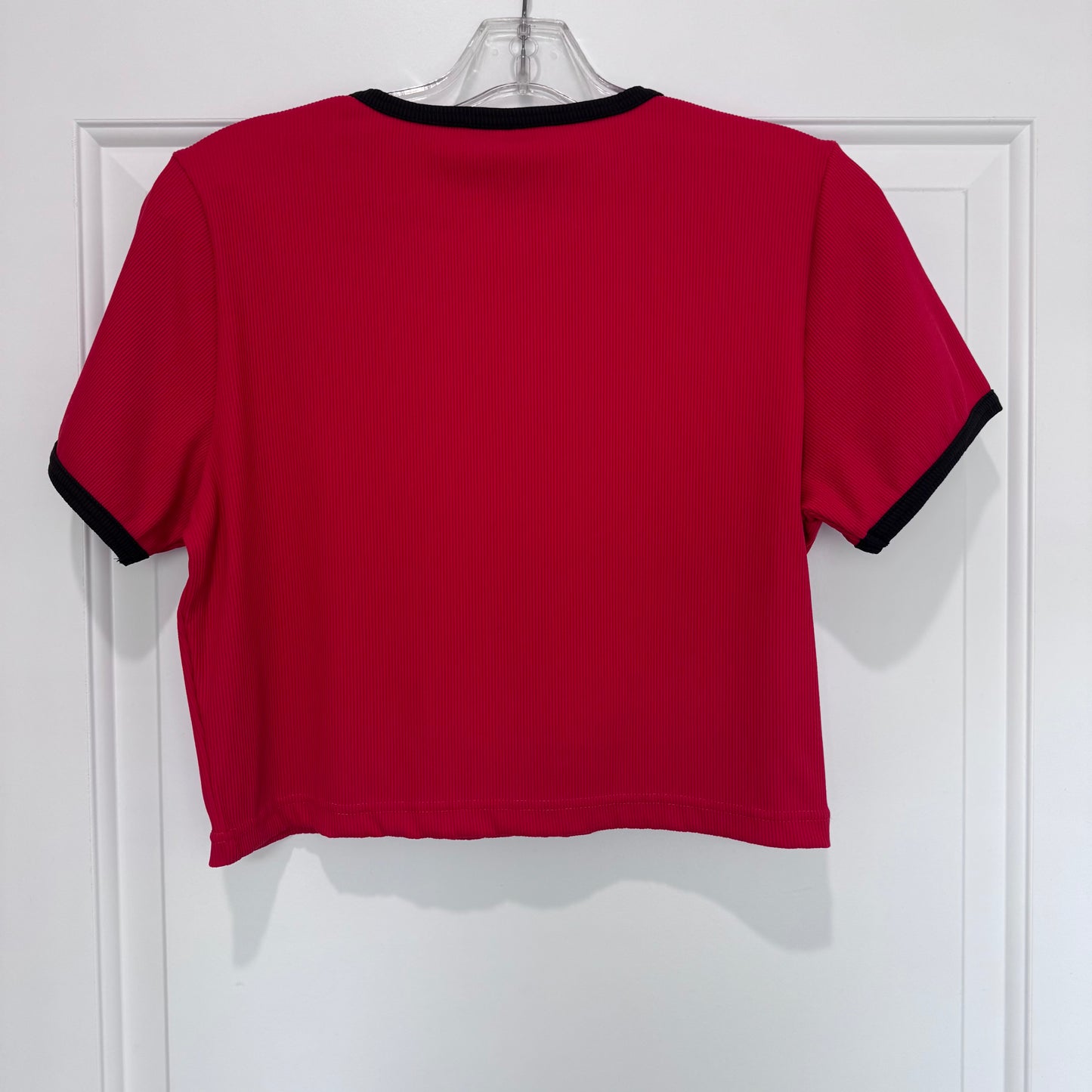 NWT ZOOZATZ University of Georgia Ribbed Ringer Crop Top – Red & Black | Women’s XL