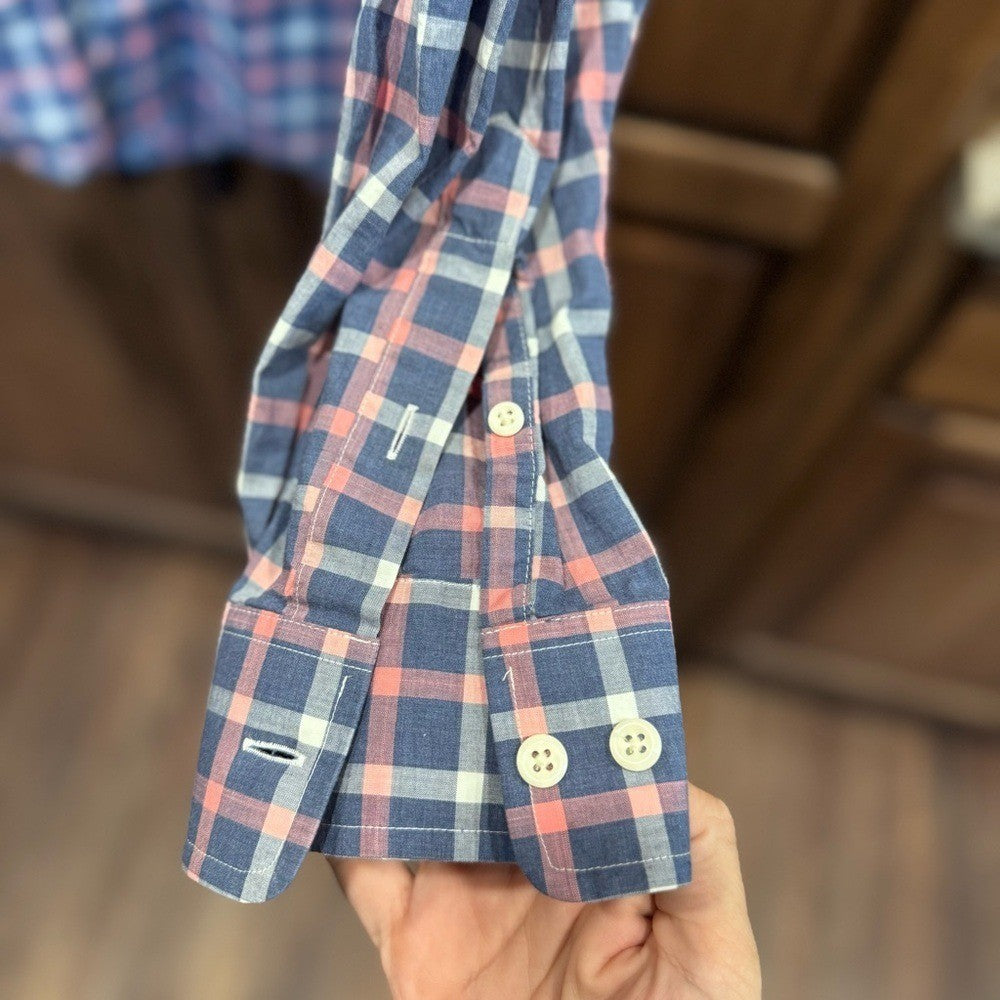 Johnnie-O Hangin' Out Plaid Button Down Shirt Medium Wake Style JMWL4290 Preppy