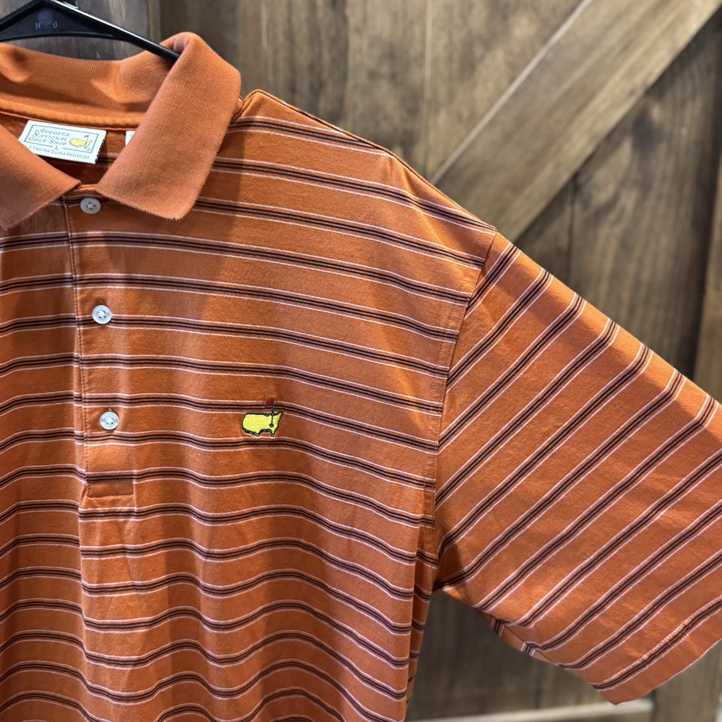 Vintage Augusta National Golf Polo Shirt Large Stripe 100% Pima Cotton Masters