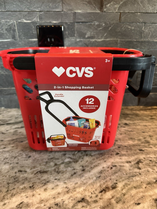 RARE CVS Kids Shopping cart basket 13 piece with handle