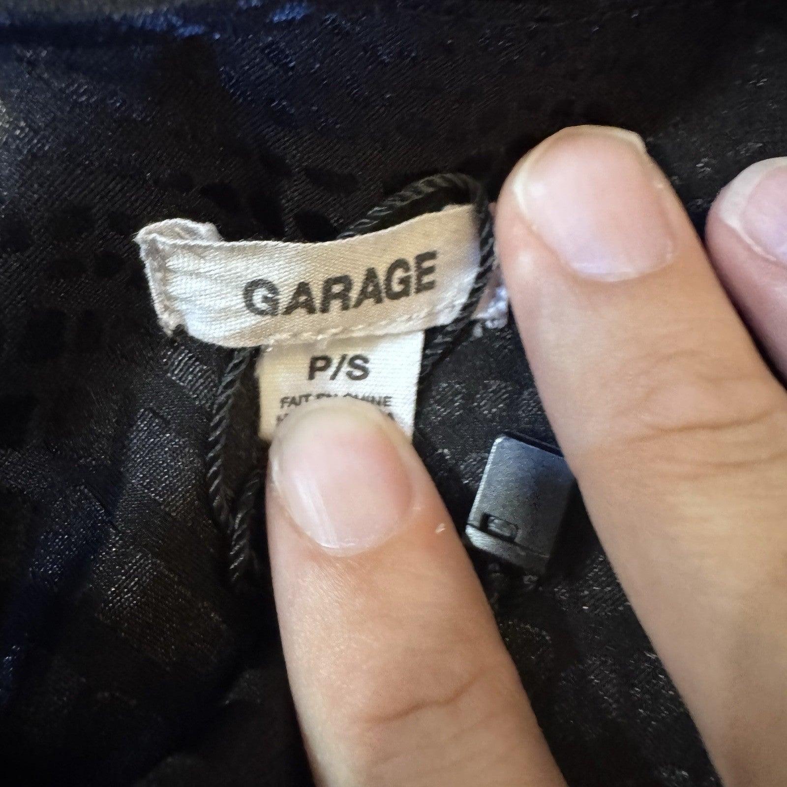 Garage Black Textured Romper - Size P/S - 97% Polyester / 3% Spandex