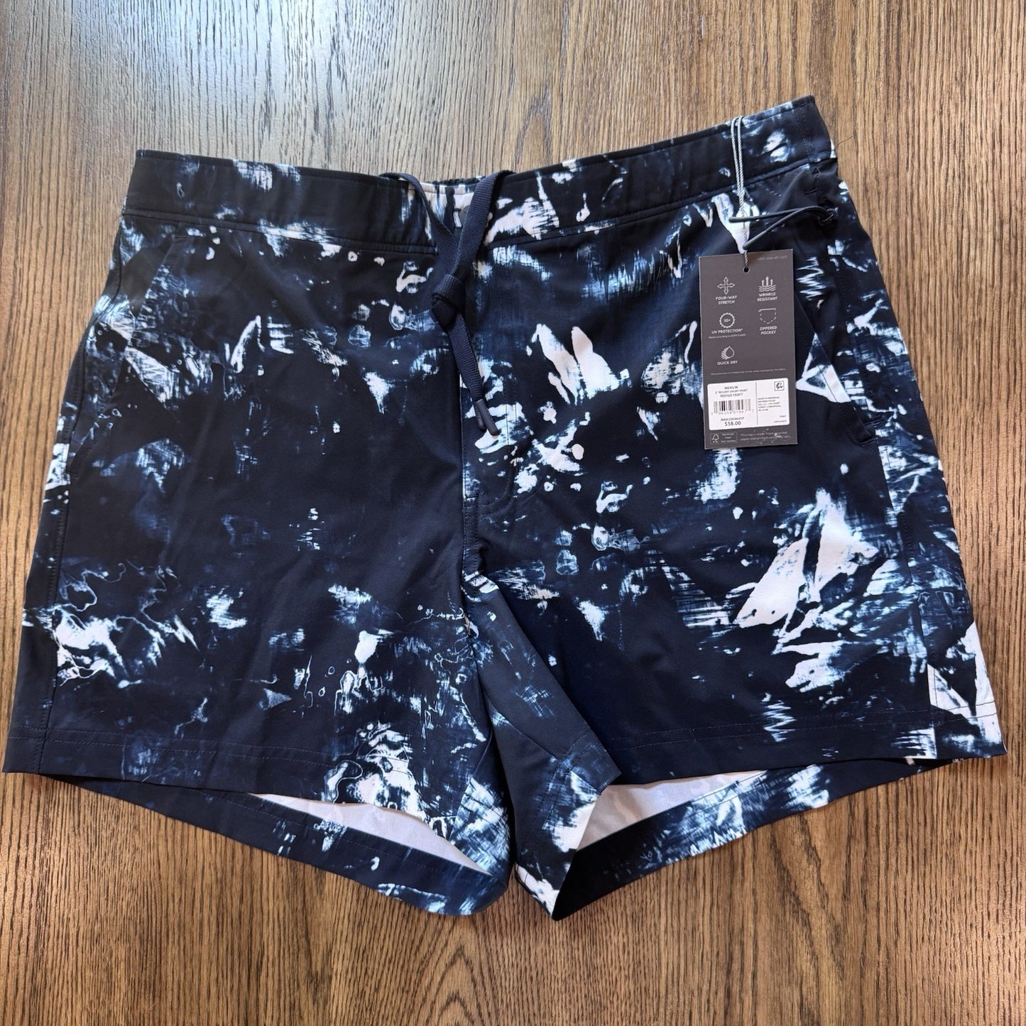 VRST Men’s 5” Resort Shorts Size M Indigo Craft Swim Trunks Slim Fit NWT