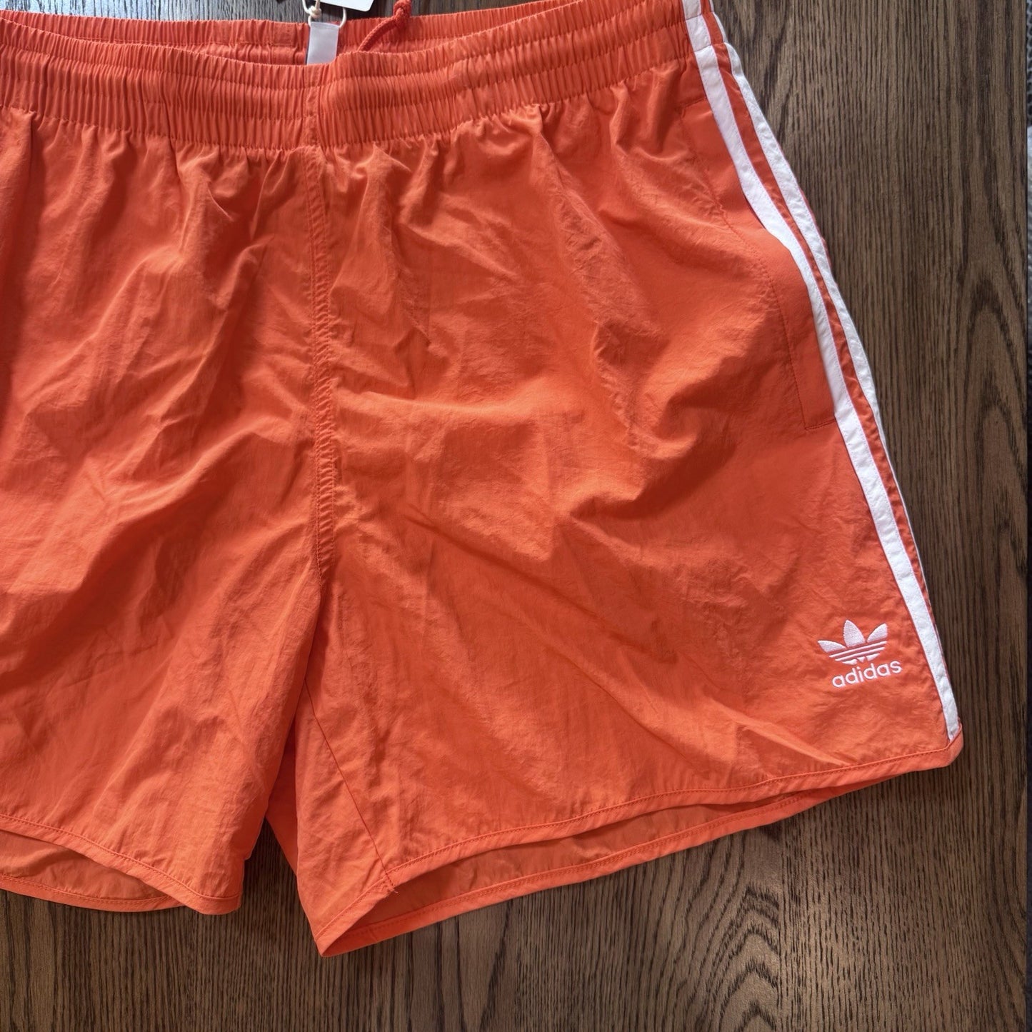 Adidas Originals 3-Stripes Swim Shorts Orange Trefoil Logo – NWT XXL