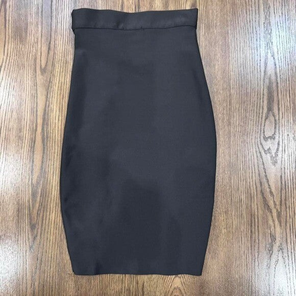 Wow Couture Black Bodycon Skirt - Hook & Eye Detail, Size M