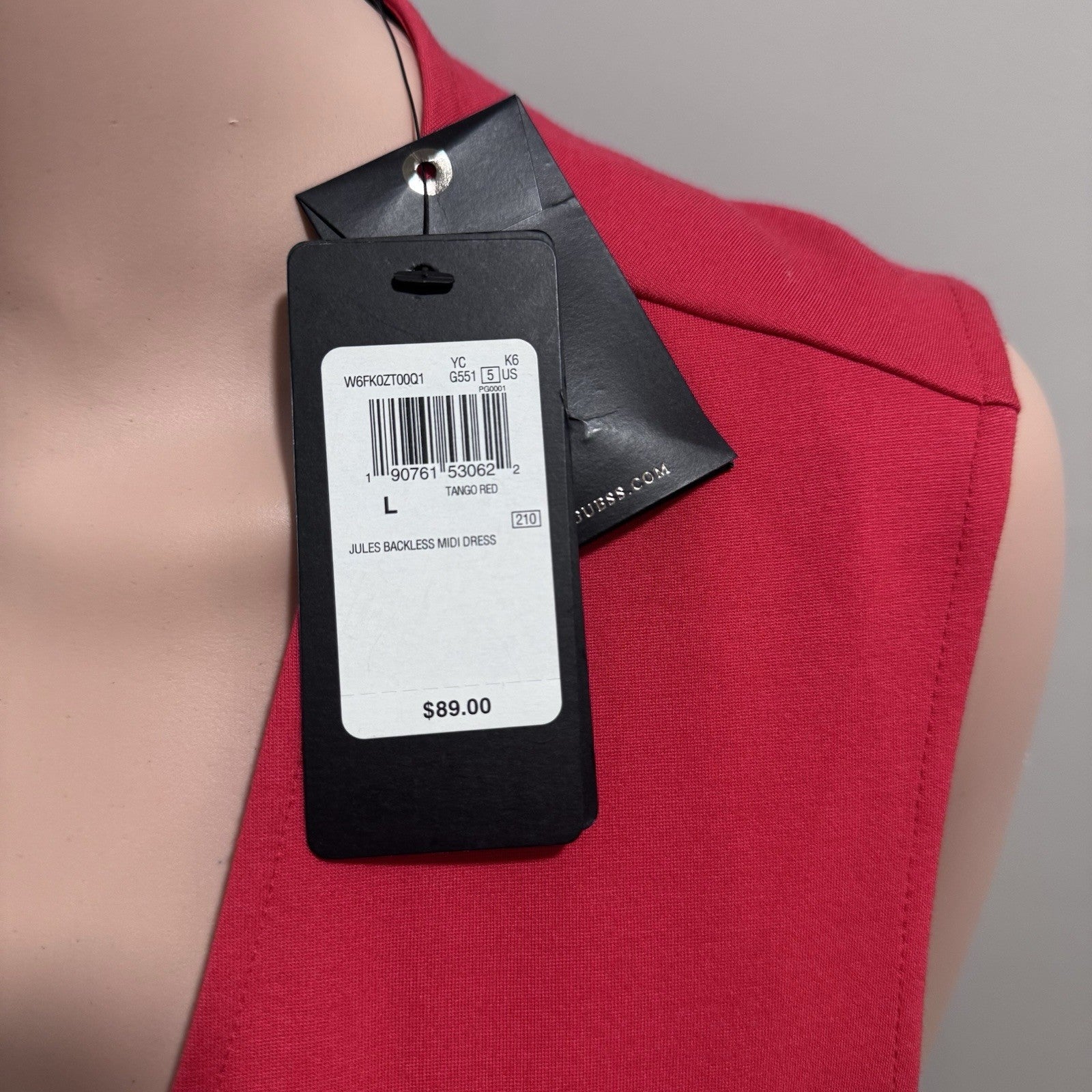Guess Jules Backless Midi Dress Tango Red Women’s Size L NWT Sexy Cocktail Party