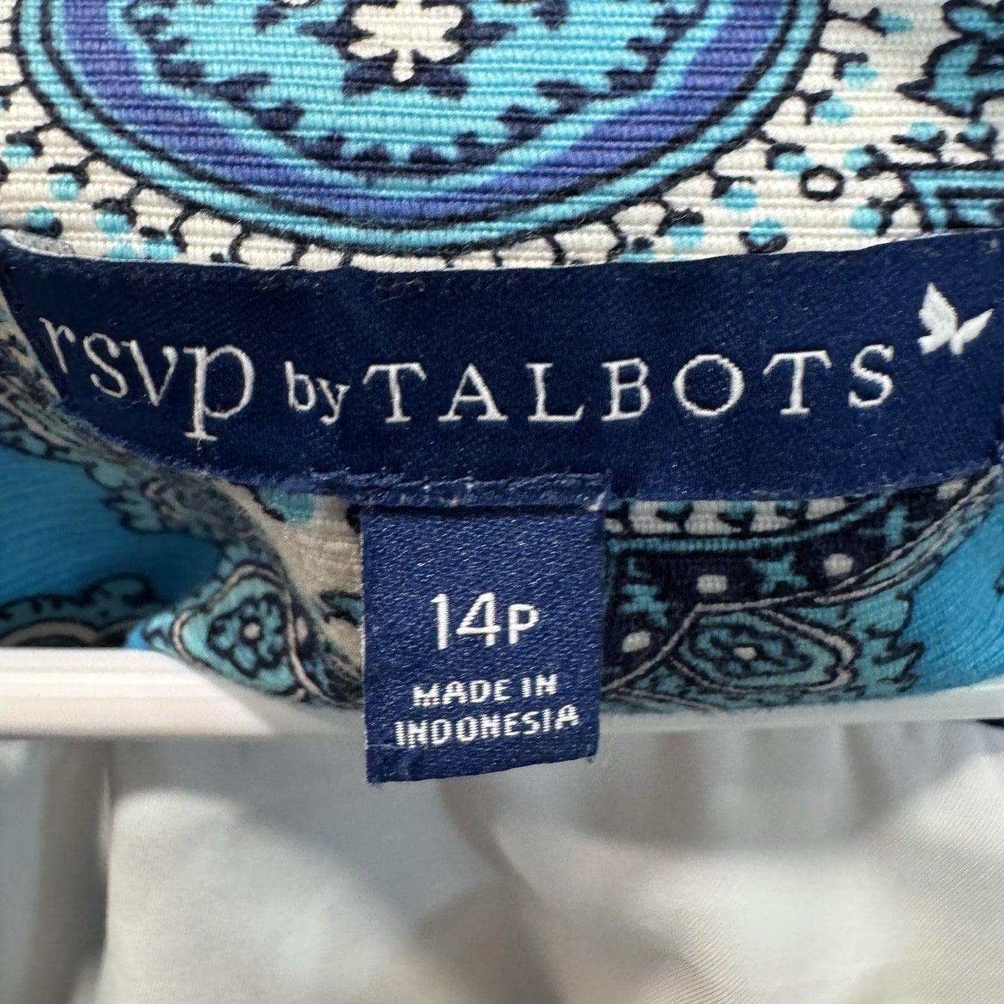RSVP by Talbots Blue & White Paisley Sleeveless Blouse - Size 14P