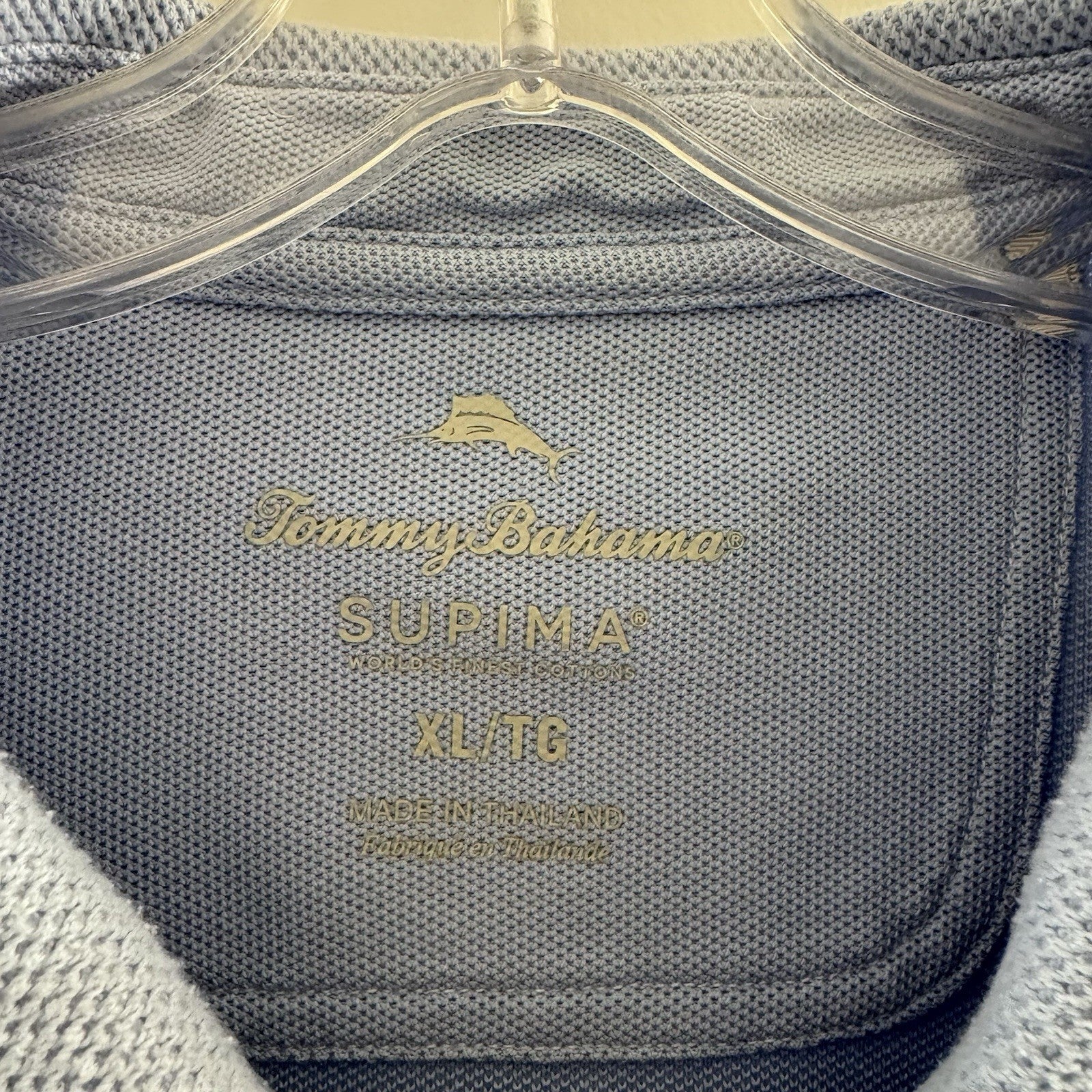 Tommy Bahama Supima Polo Shirt XL Blue Short Sleeve Cotton Blend Marlin Logo