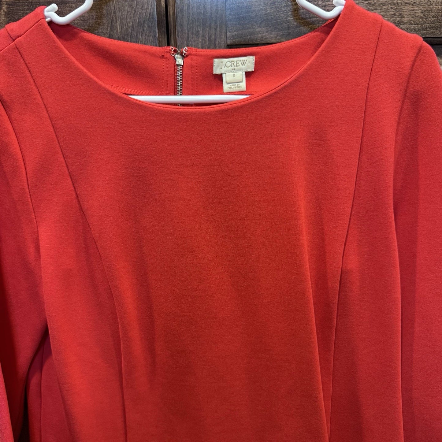 J.Crew Red Sheath Dress Size Small Long Sleeve Back Zip Ponte Knit FA16