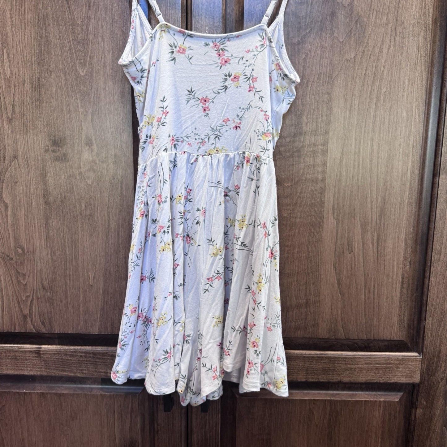 Garage Women’s Floral Mini Dress Romper XS White Pink Yellow Spaghetti Strap