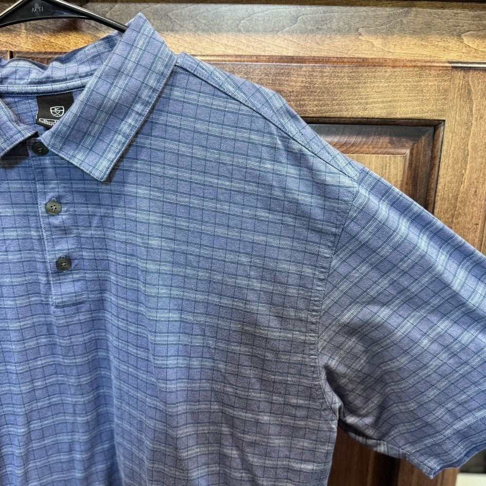 Nike Golf Dri-Fit Polo Shirt Men's XL Blue Plaid Check Pattern
