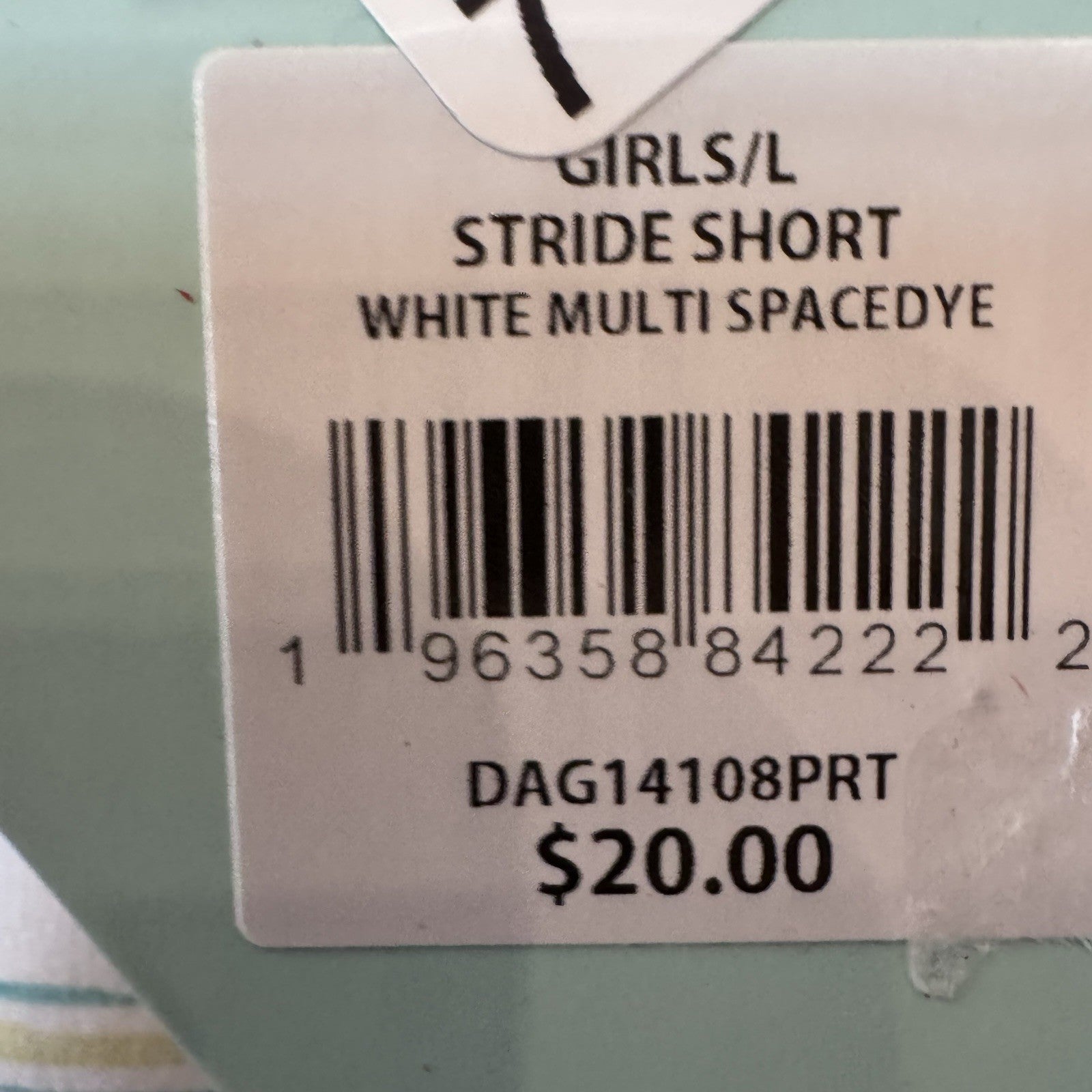 DSG Girls Stride Shorts Size L White Multi Spacedye NWT Built-In Liner $20