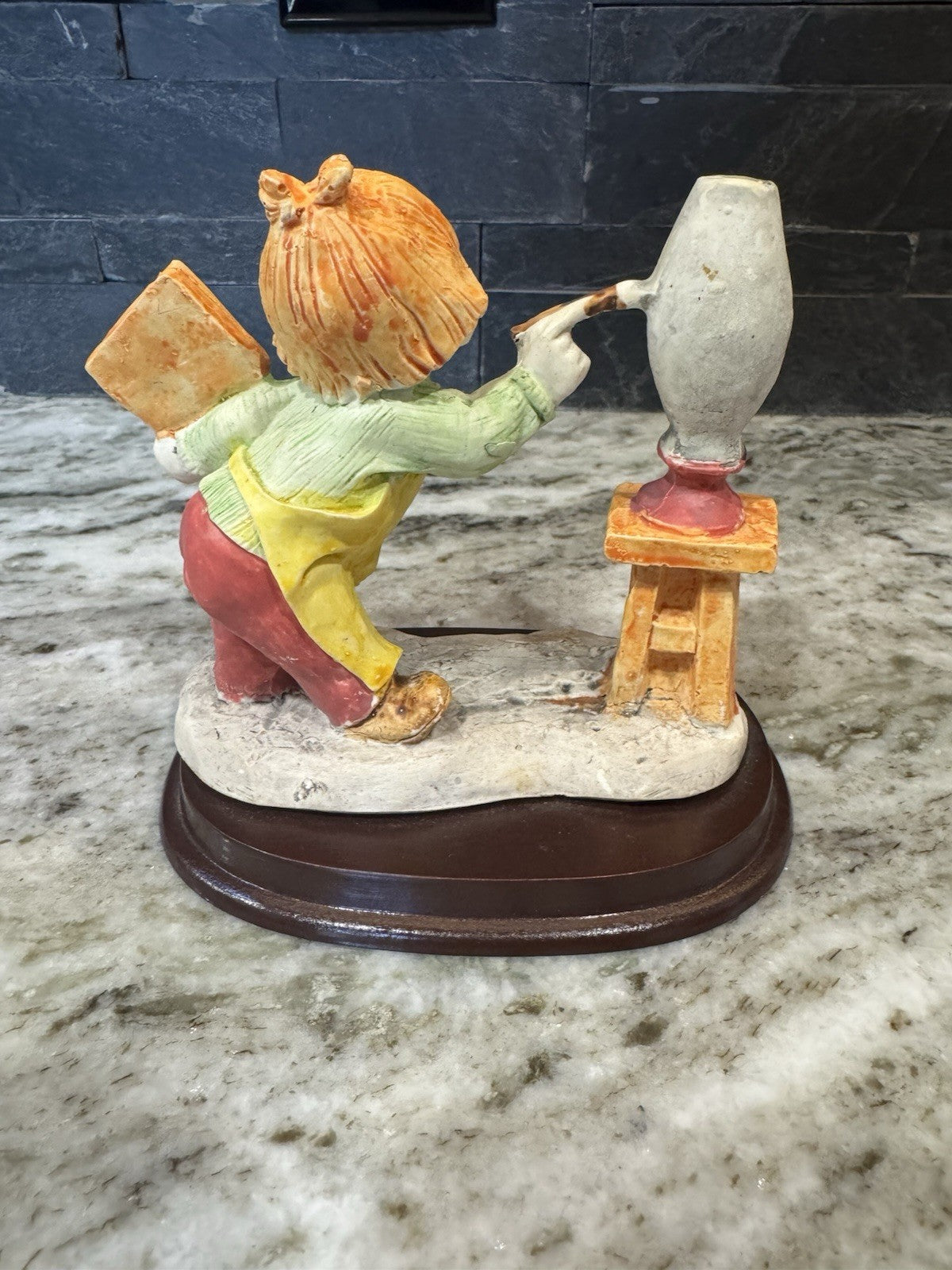 Vintage Charles Serouya Artist Figurine Child Artist Painting Vase