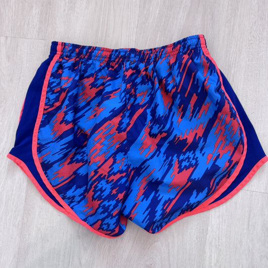 Nike Dri-Fit Womens Running Shorts Small Blue Red Abstract Athletic Activewear