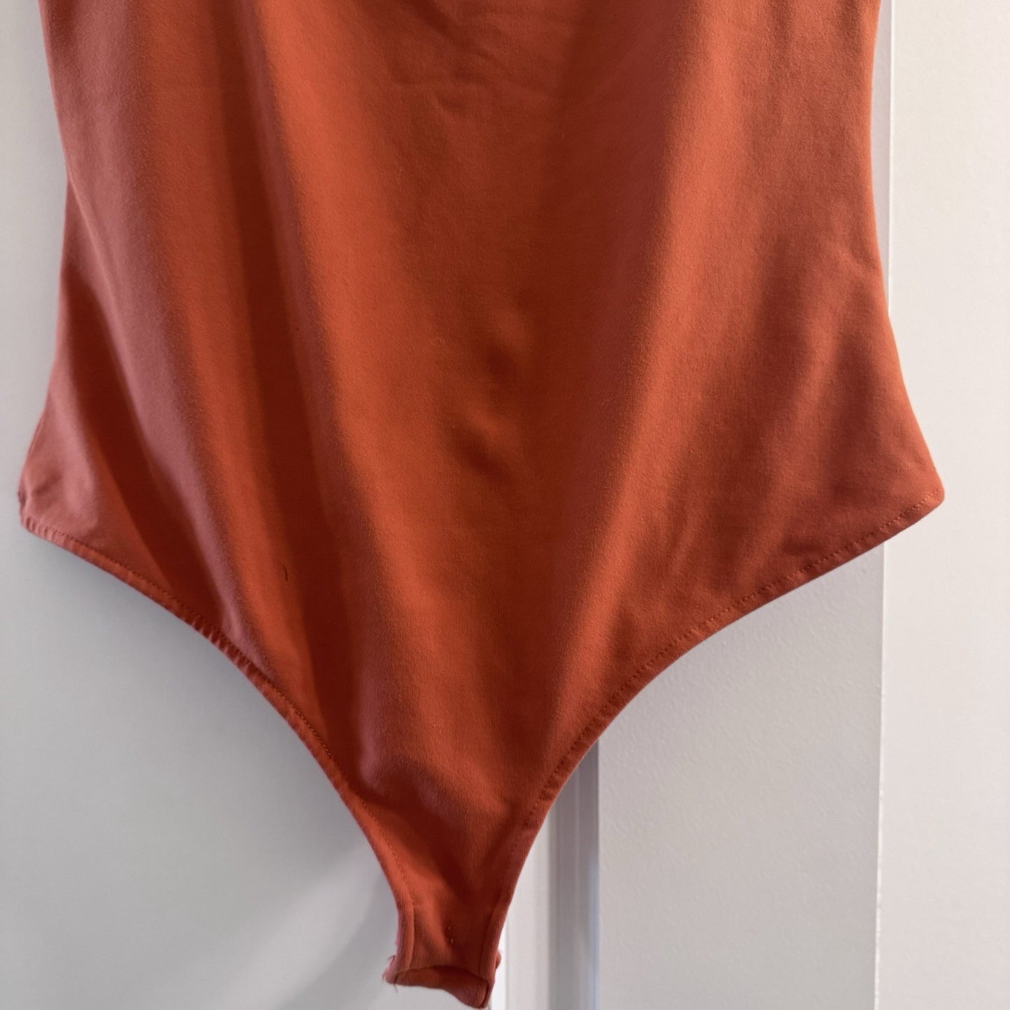 Autumn Baby Rust Red Square Neck Bodysuit Cap Sleeve Stretchy Size S