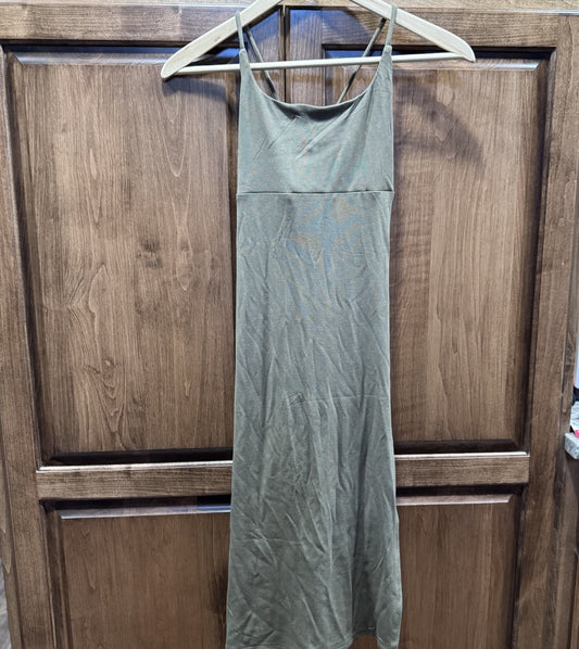 HALARA Olive Green Ribbed Knit Bodycon Midi Dress Size M NWT