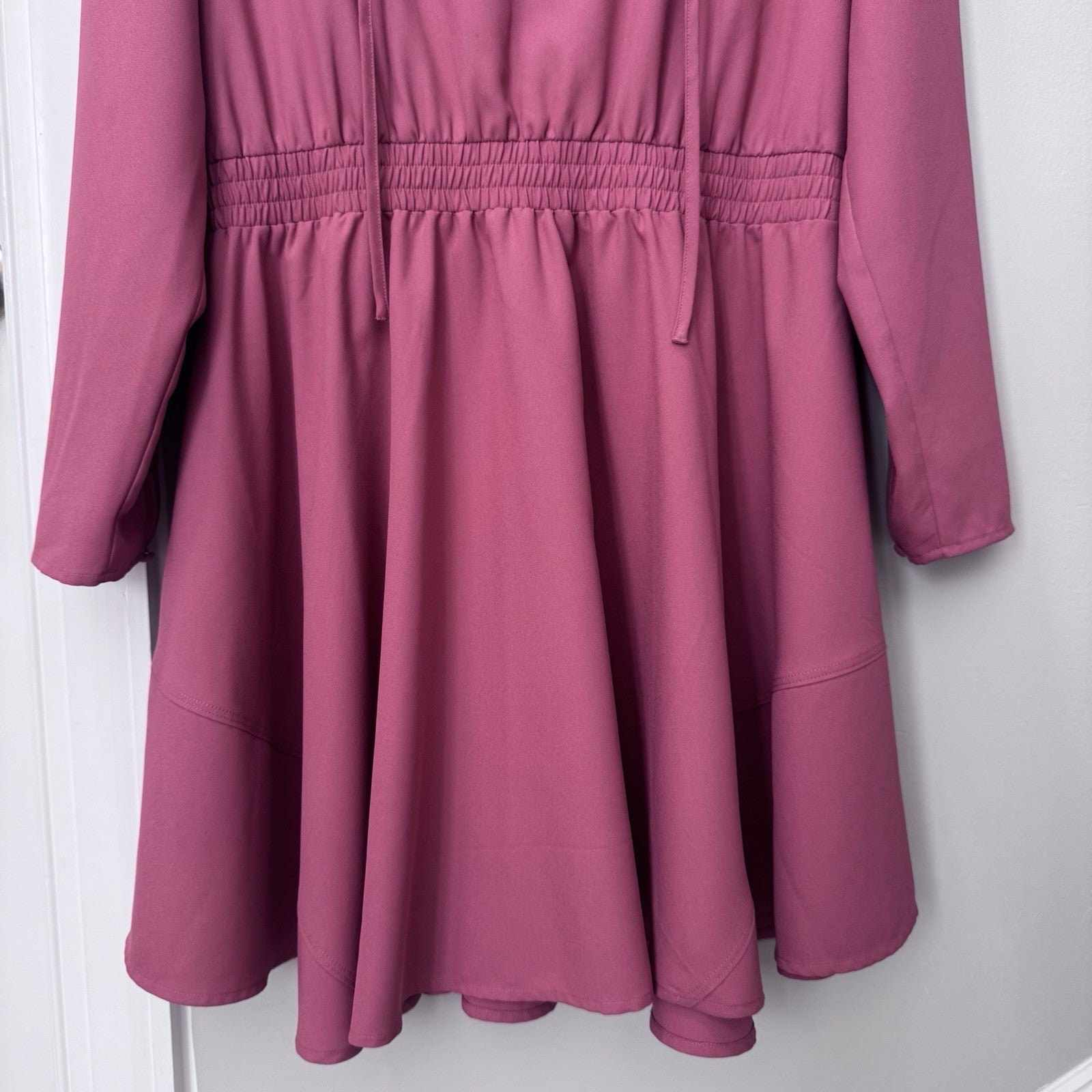 Express Women’s Large Pink Long Sleeve Mini Dress Elastic Waist Boho Style