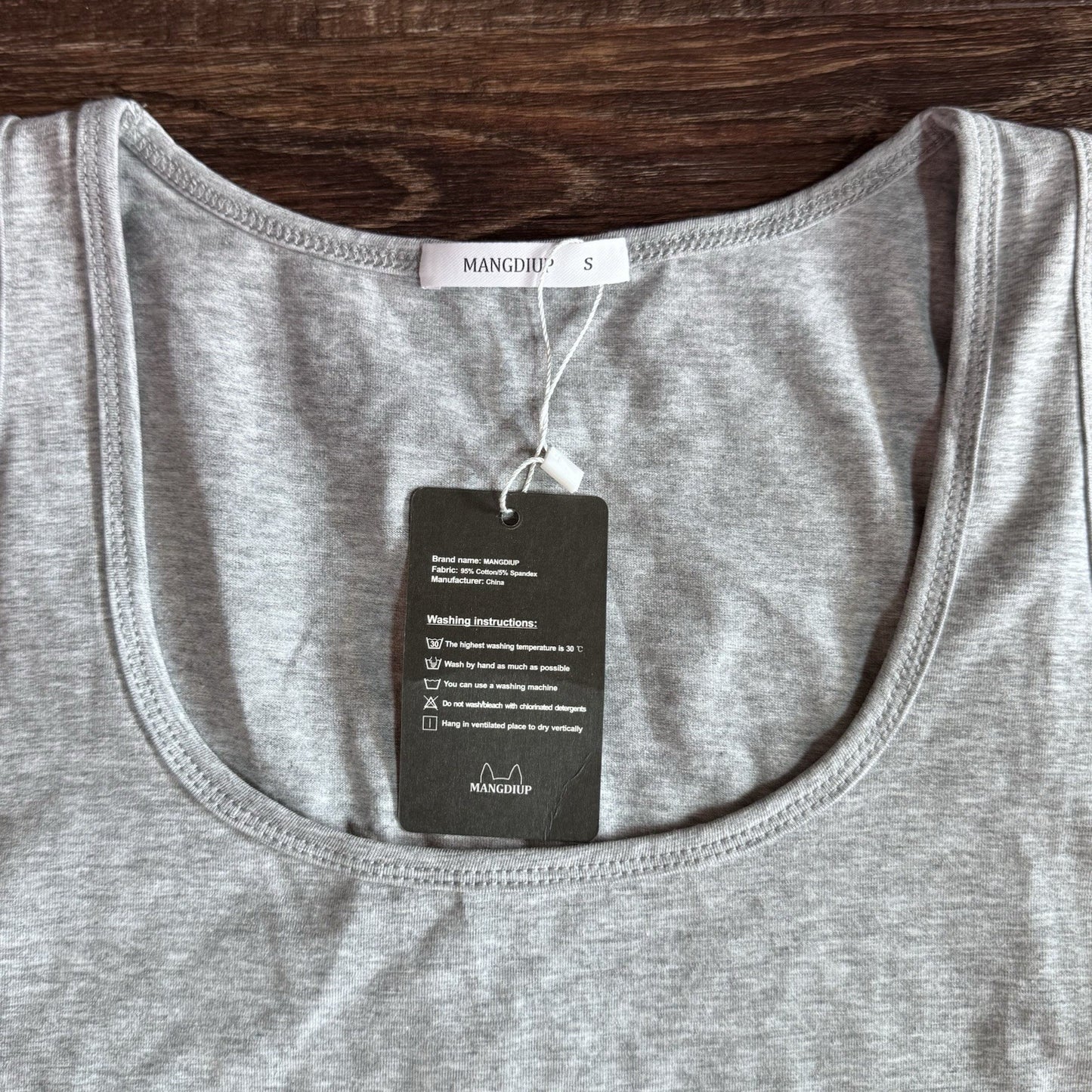 Mangdup Women’s Grey Scoop Neck Bodysuit Size Small | Cotton Spandex Stretch NWT