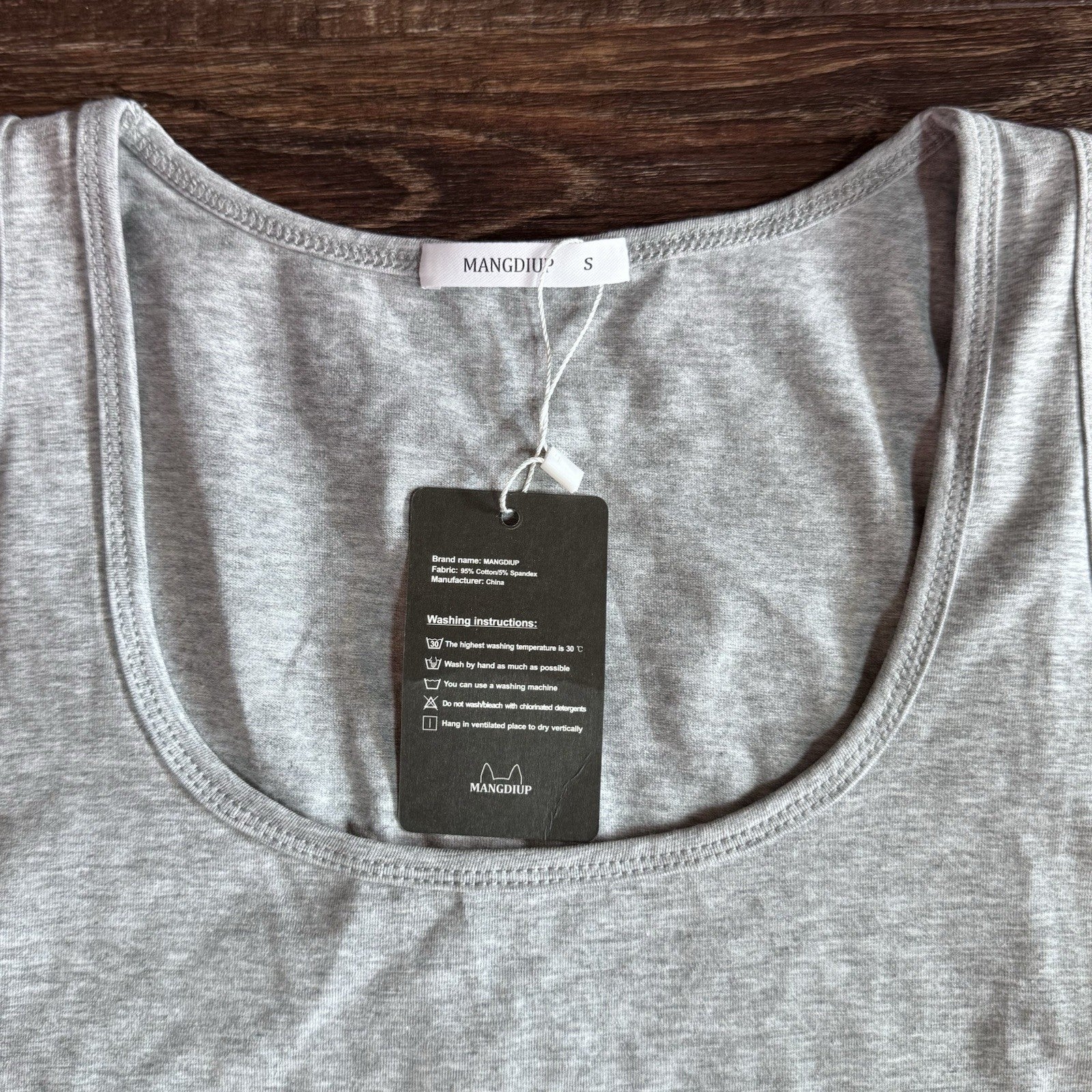 Mangdup Women’s Grey Scoop Neck Bodysuit Size Small | Cotton Spandex Stretch NWT