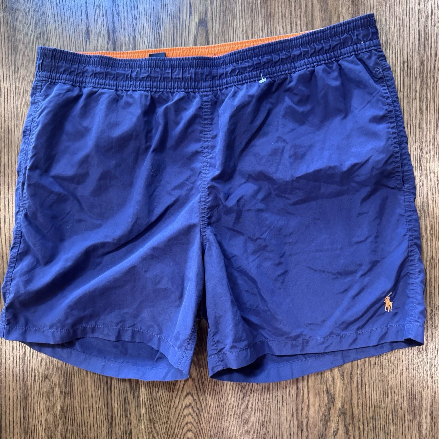 Polo Ralph Lauren Men’s Swim Trunks Size L Navy Blue Orange Mesh Lined