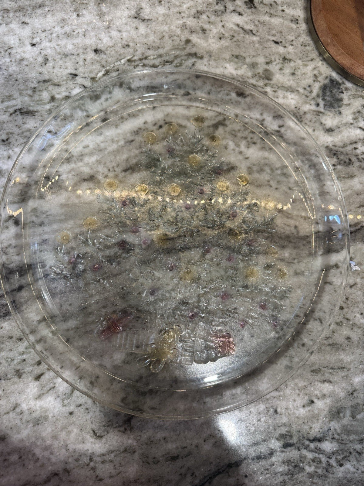 Vintage ColonyClear Glass Serving Christmas Tree Sandwich Cake Platter 13”