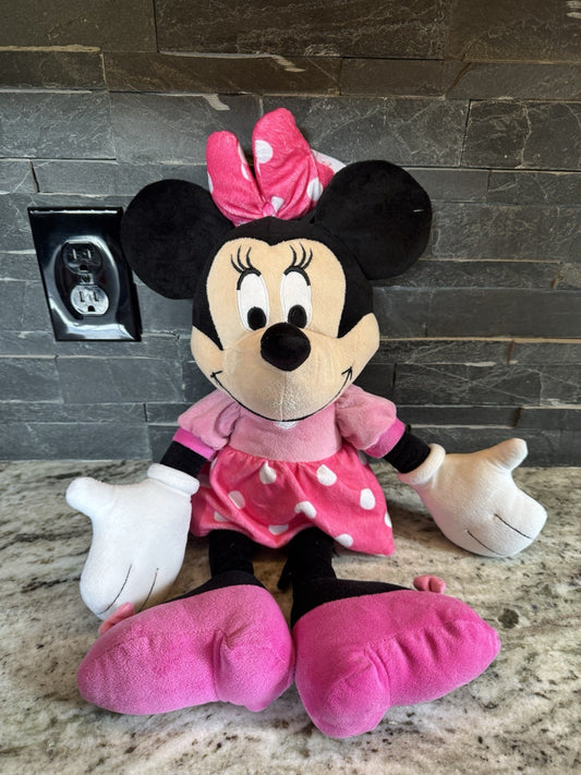 Disney Minnie Mouse 21" Plush Doll Stuffed Animal Toy Soft Pink Polka Dot