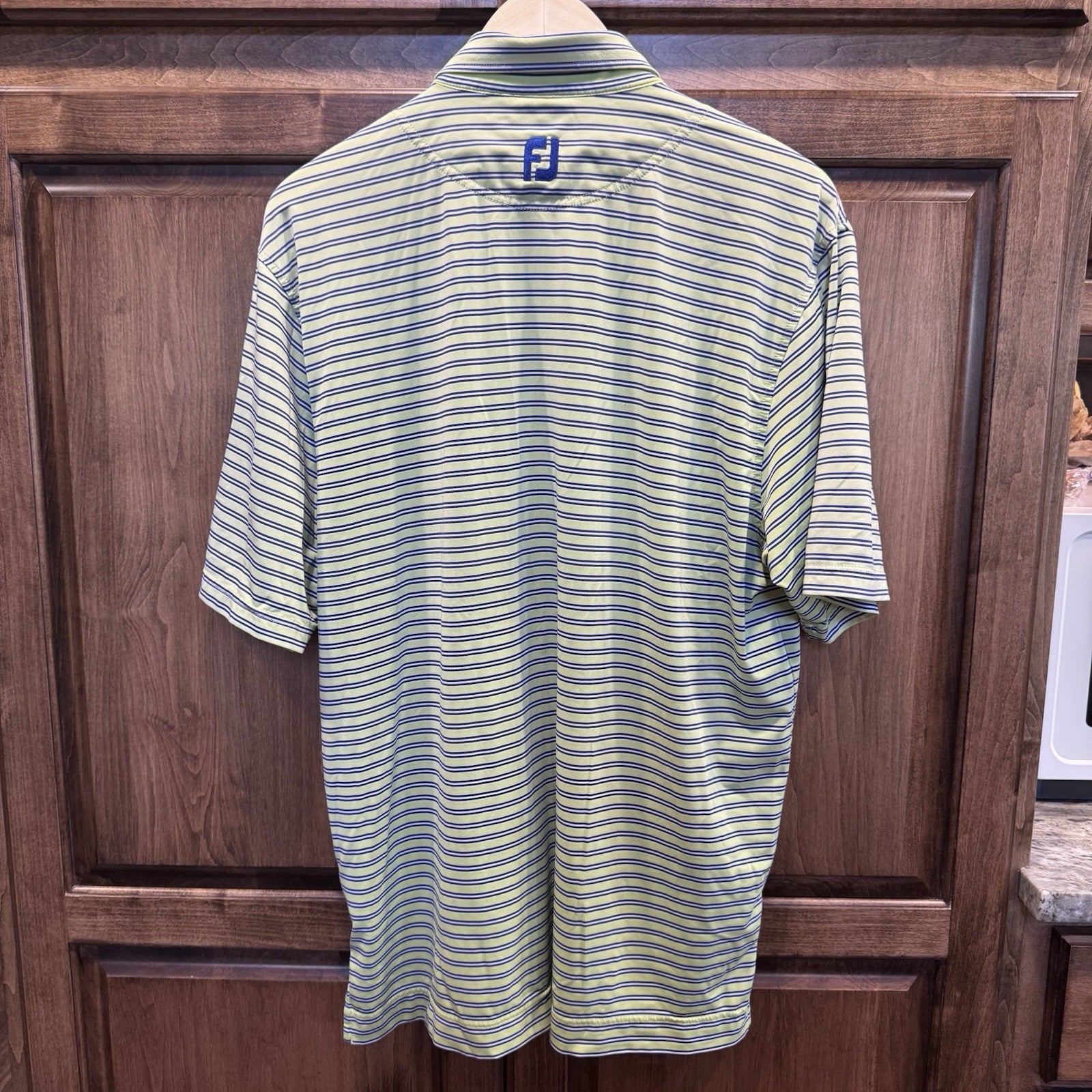 FootJoy Men’s Large Striped Golf Polo Shirt Green Blue FJ Georgia Club Logo