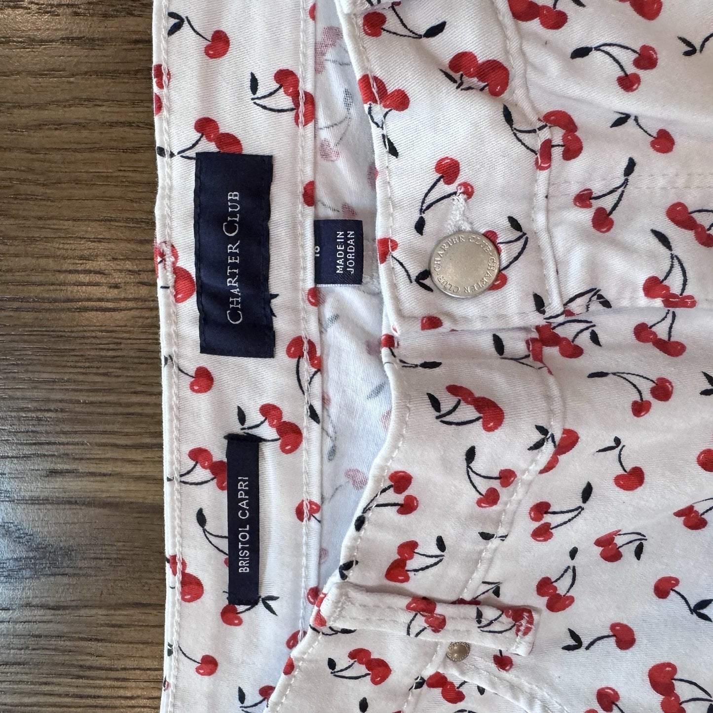 Charter Club Bristol Capri Pants Size 16 Cherry Print Tummy Slimming