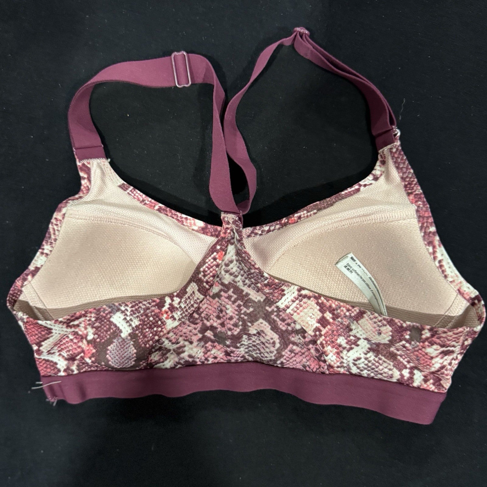 Victoria Sport Bra 32B Pink Purple Snakeskin Racerback Medium Support Activewear
