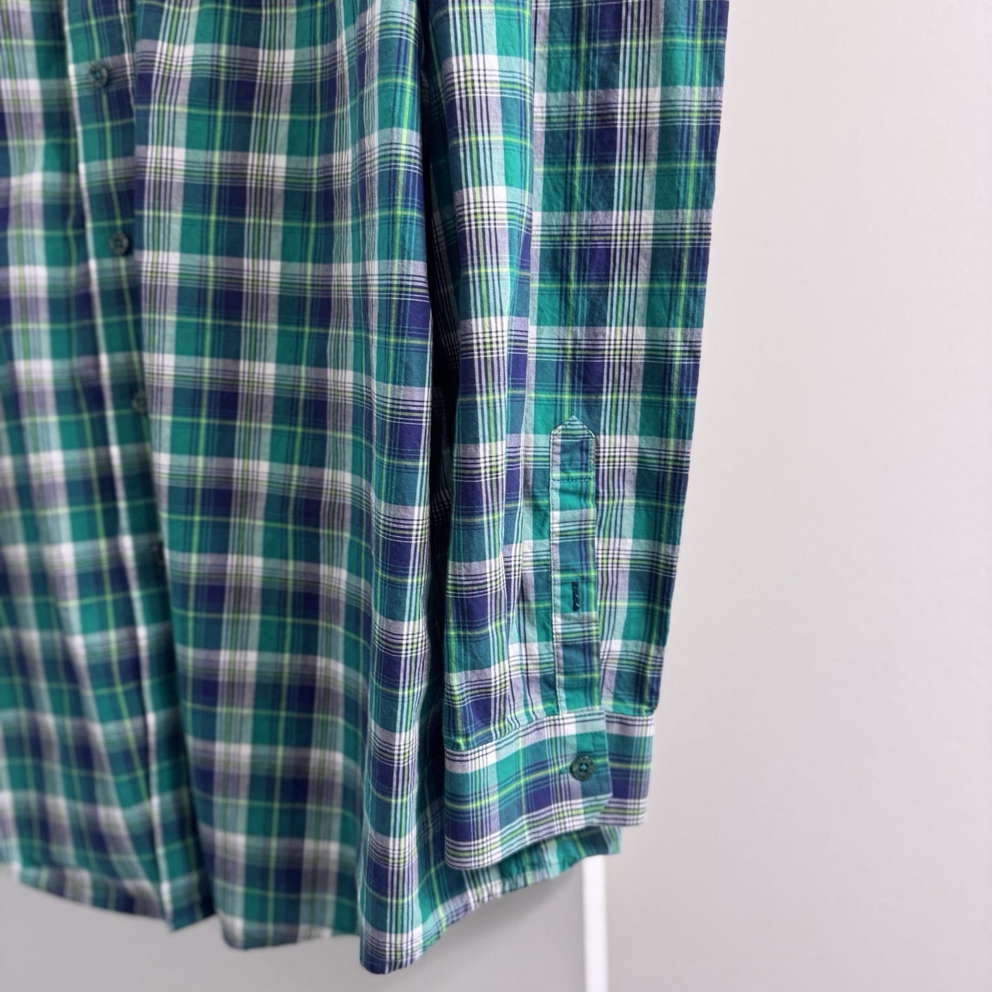Cinch Men’s Plaid Button Down Shirt XXL Green Blue Western Cowboy Ranchwear
