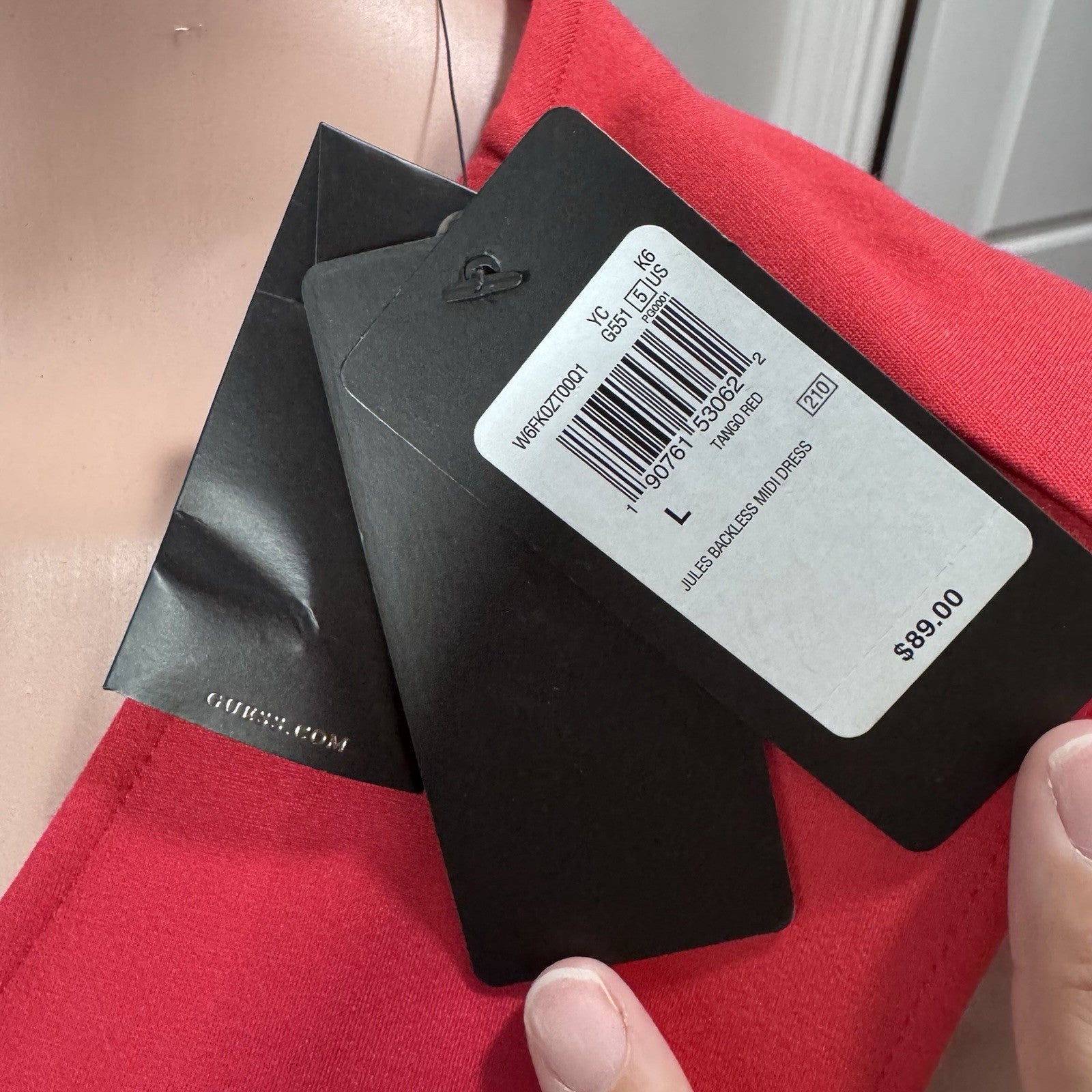 Guess Jules Backless Midi Dress Tango Red Women’s Size L NWT Sexy Cocktail Party