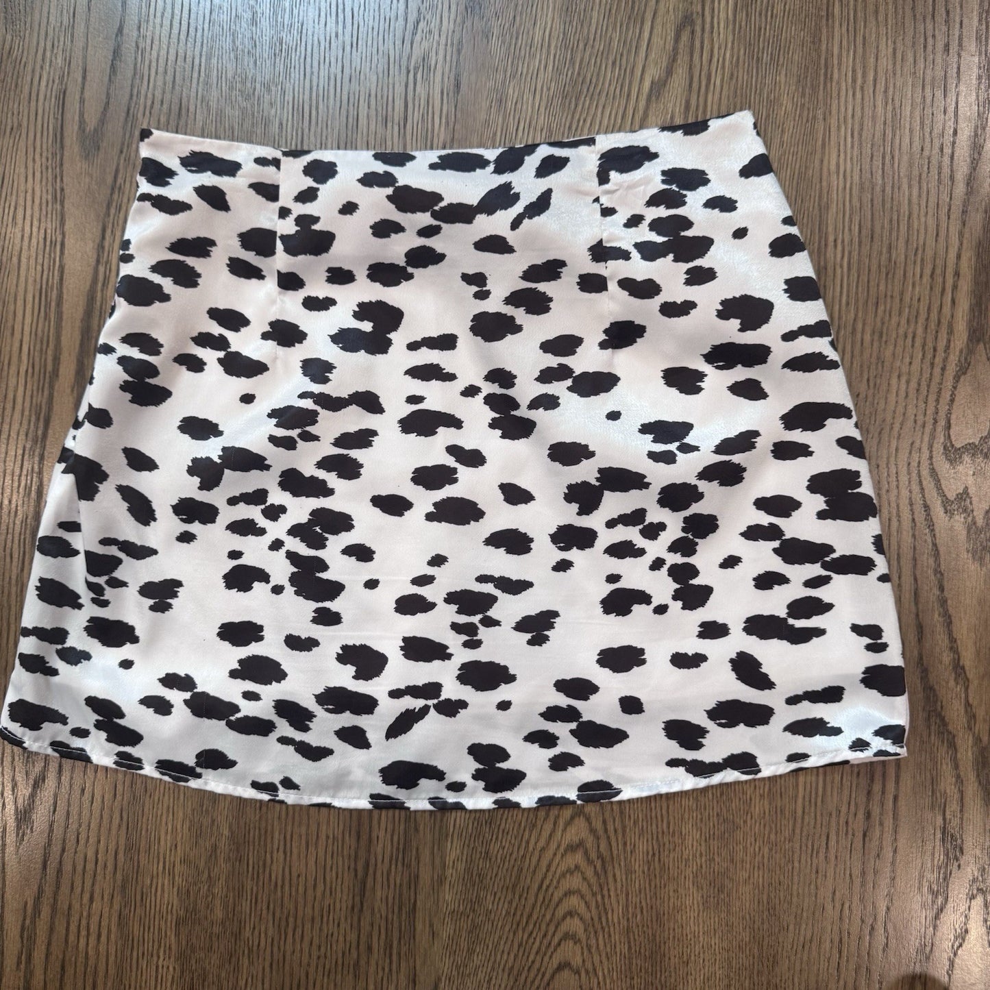Altar’d State Animal Print Satin Mini Skirt Size Small Lined Black White