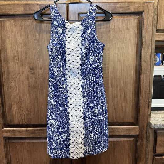 New Women Lilly Pulitzer for Target Anniversary My Fans Blue Shift Dress Size 2