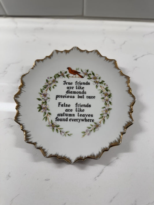 True Friends Decorative Wall Hanging Plate 1960's Cardinal Dogwood Blossoms