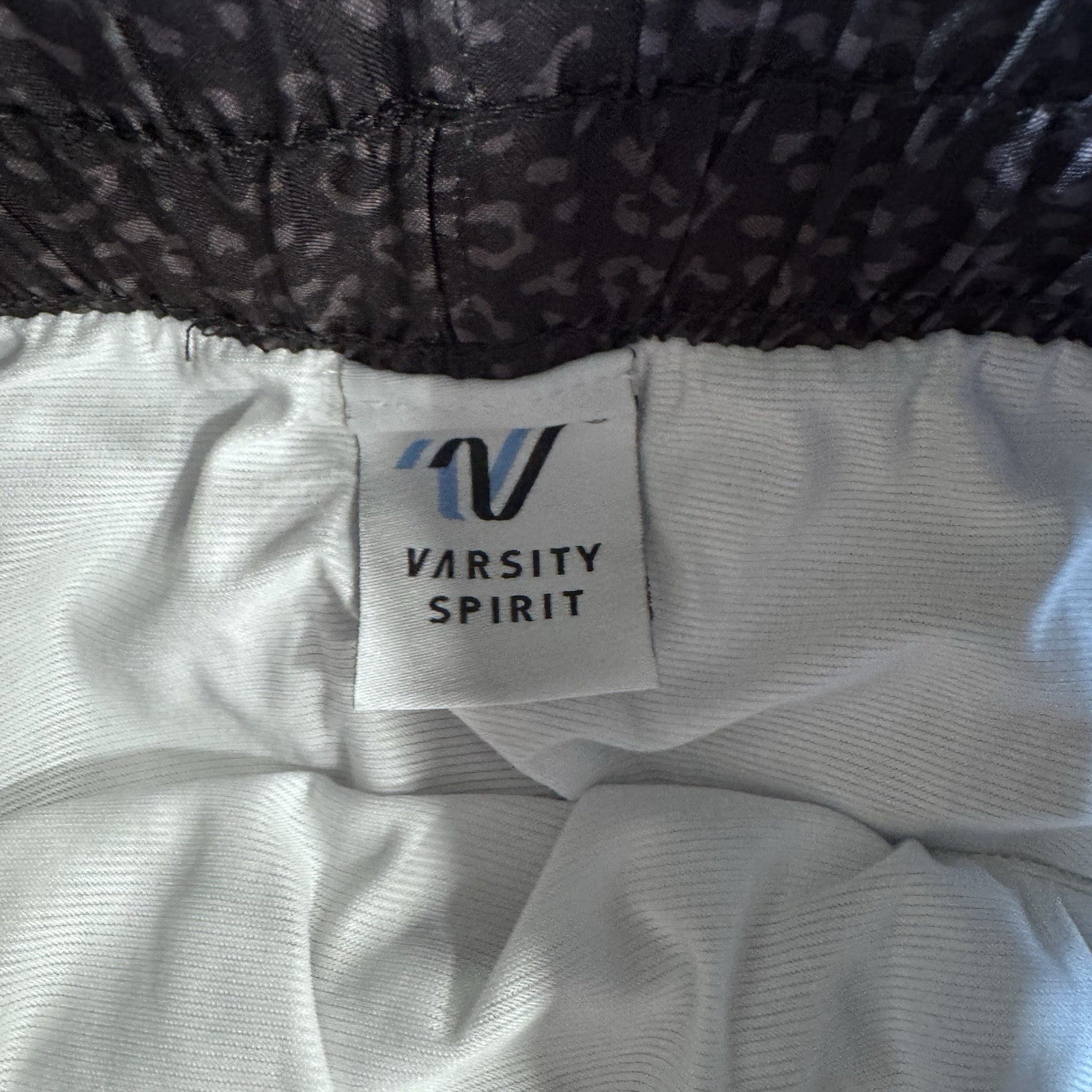 Varsity Spirit Raiders Cheer Shorts S Leopard Print Black Red Trim