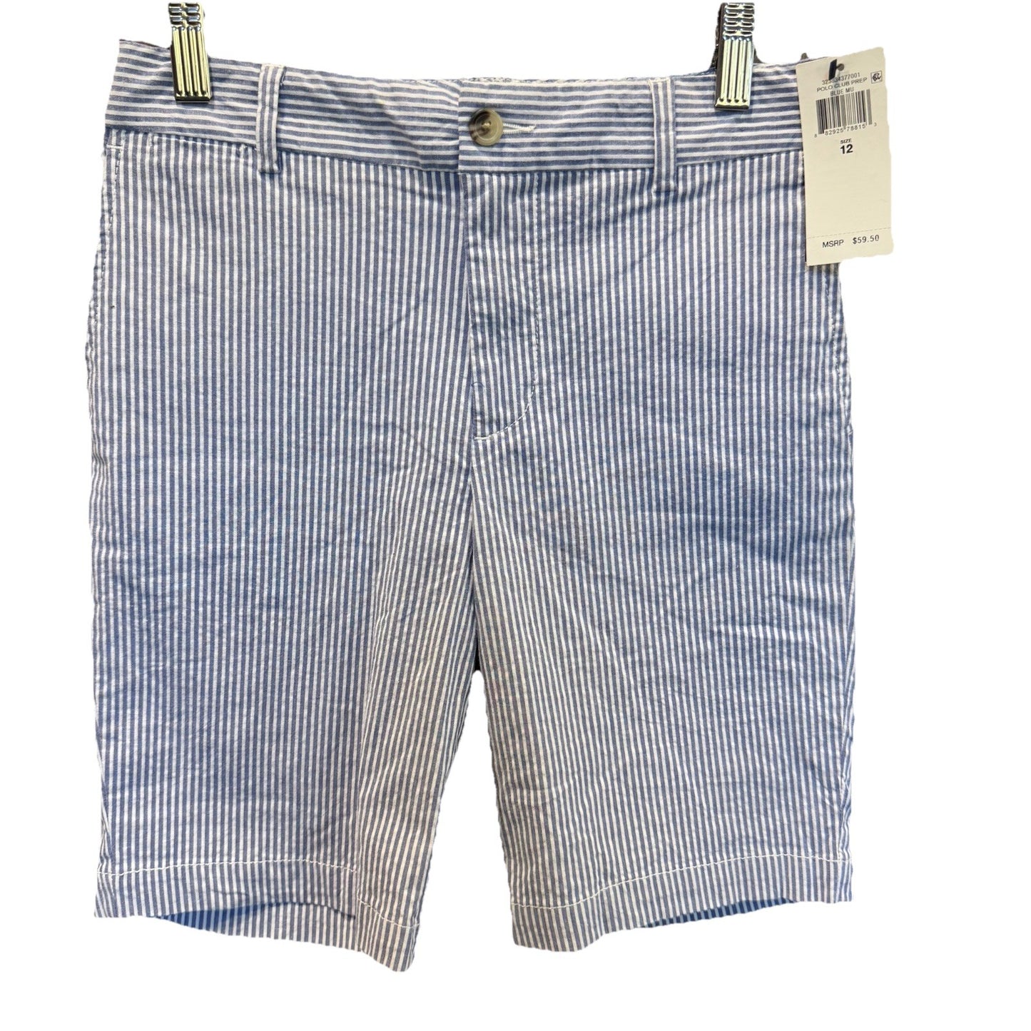 NWT Polo Club Prep Blue Seersucker Bermuda Shorts Size 12 MSRP $59.50 Y2K Preppy