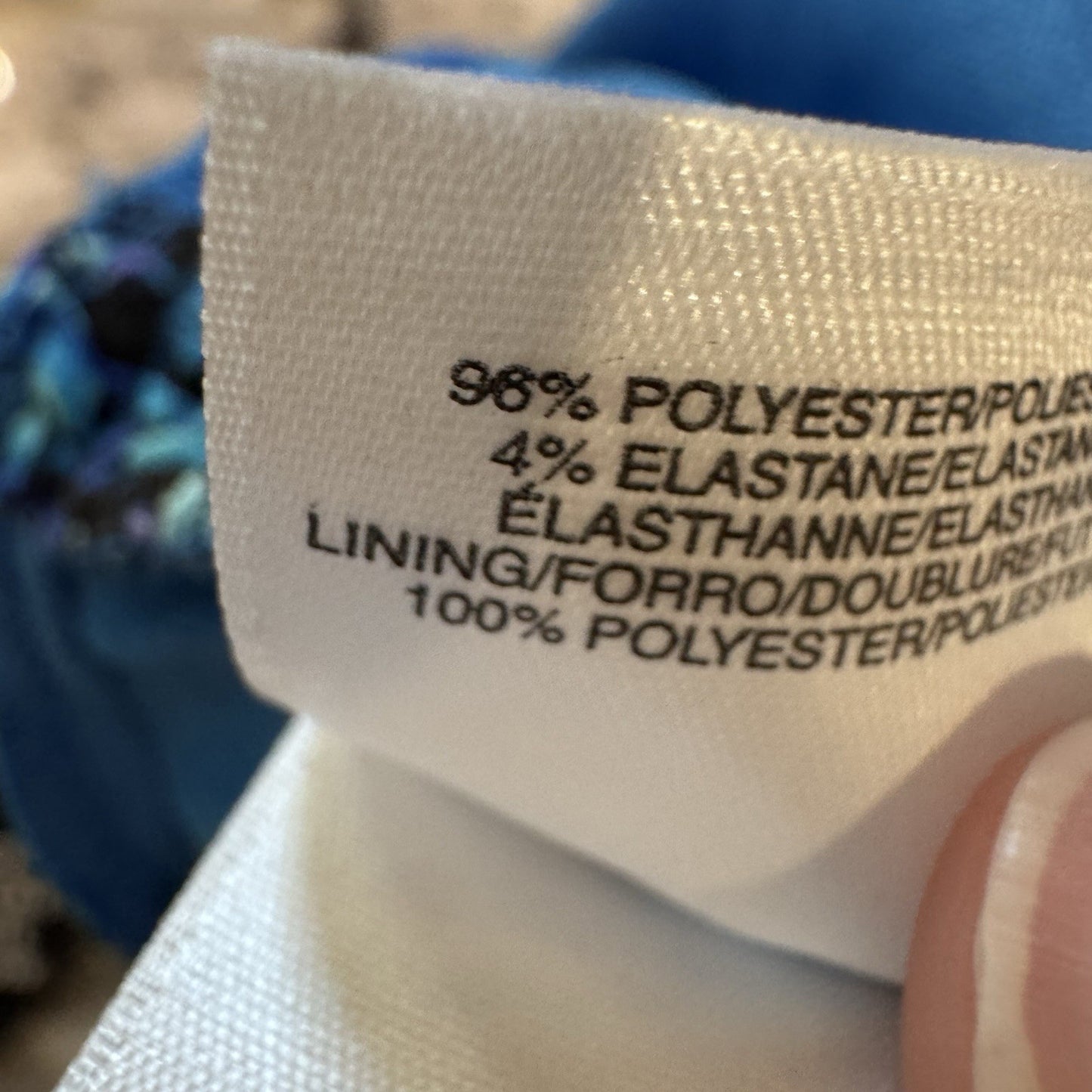 NWT Black Label by Evan-Picone Dress 10 Sea Blue Multi Sleeveless Ruched Waist