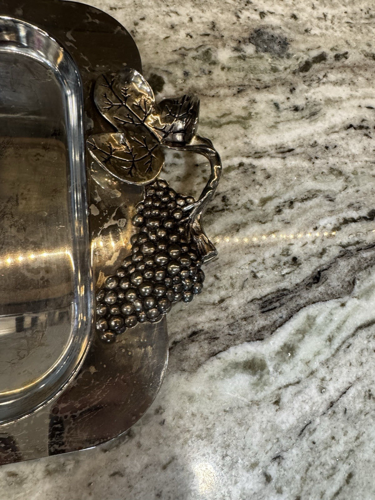 GODINGER Silverplate Rectangular Serving Tray 10-1/2 x 21-1/2” Grape Design