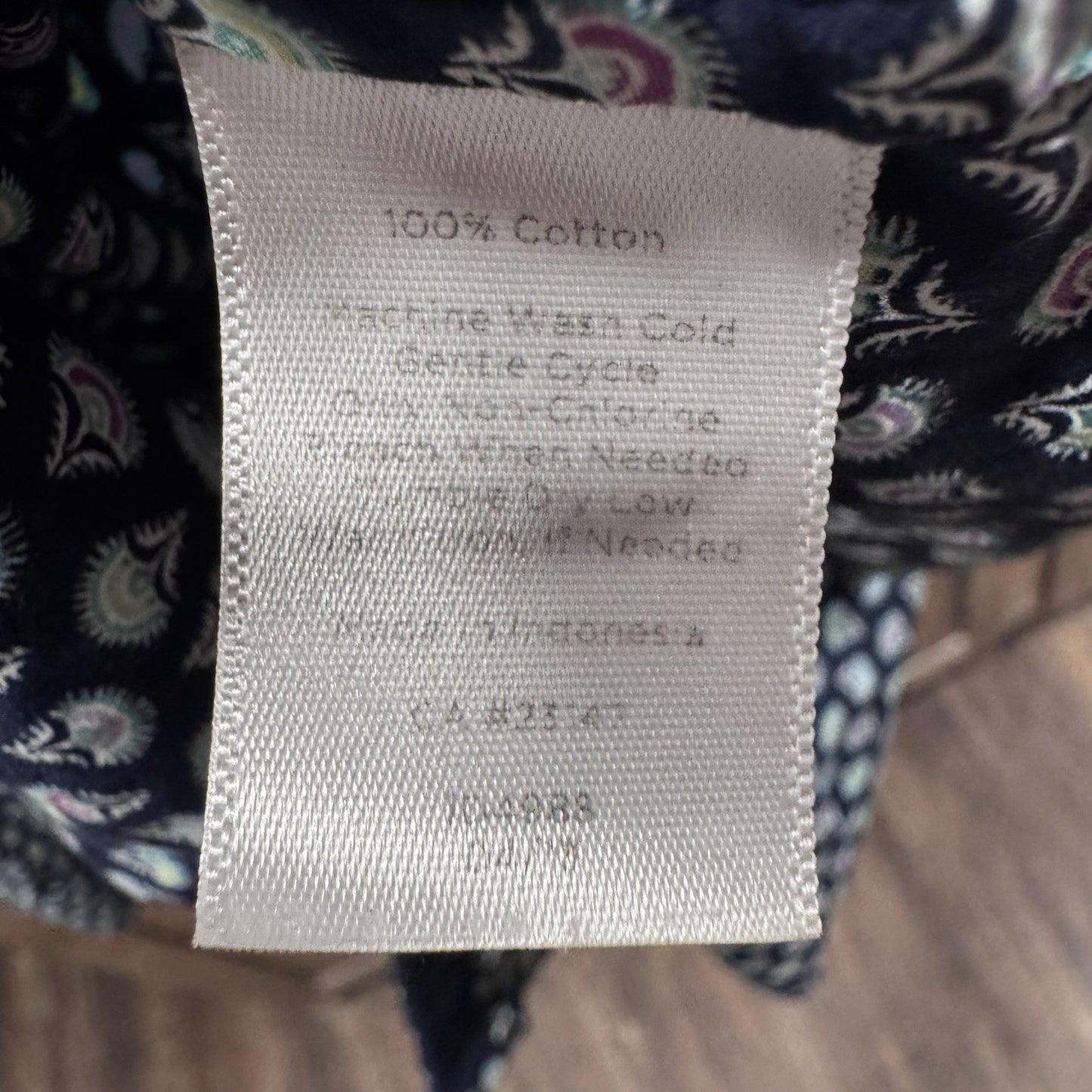 Talbots Button Down Shirt Size 16 Navy Multicolor Paisley Print