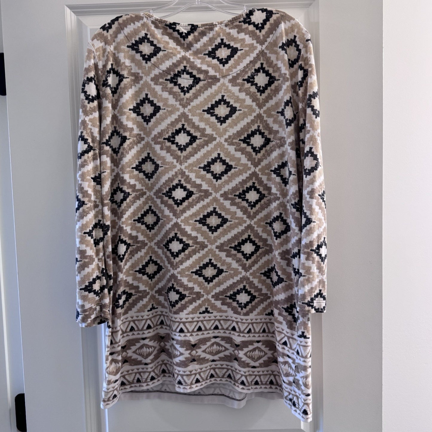 Ruby Rd. Favorites Women’s L Long Sleeve Tunic Dress Geometric Aztec