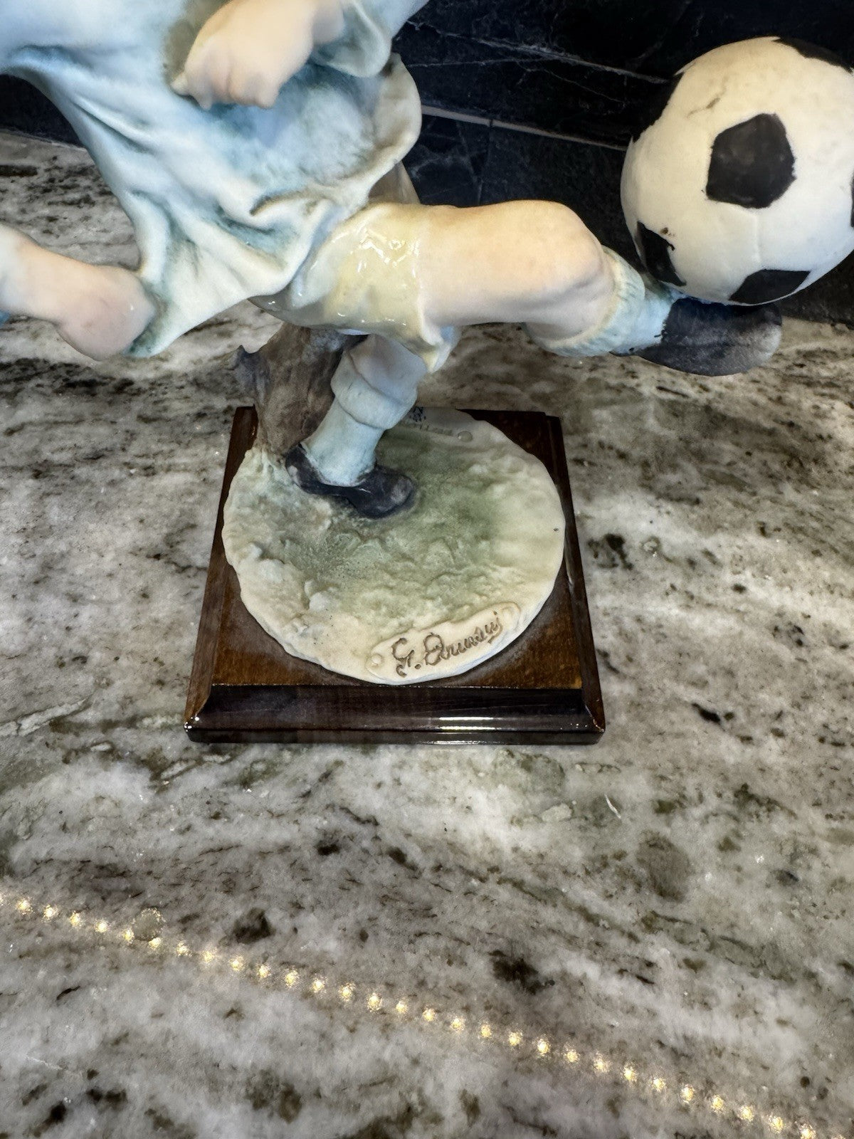 Guiseppe Armani 1982 Italian Boy Kicking Soccer Ball Made In Italy