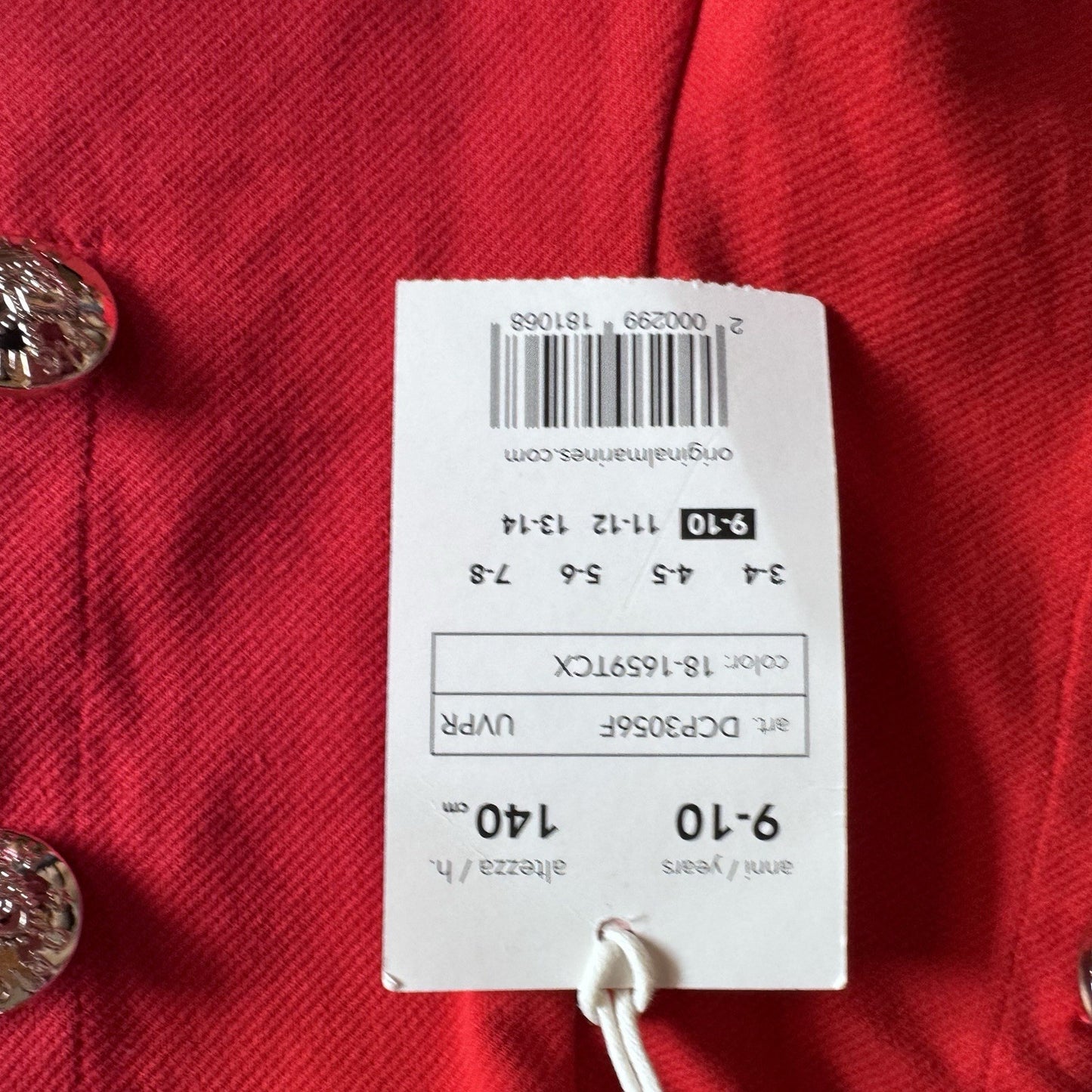 Original Marines Red Pants Size 9-10Y 140cm Gold Button Detail Italy Girls NWT