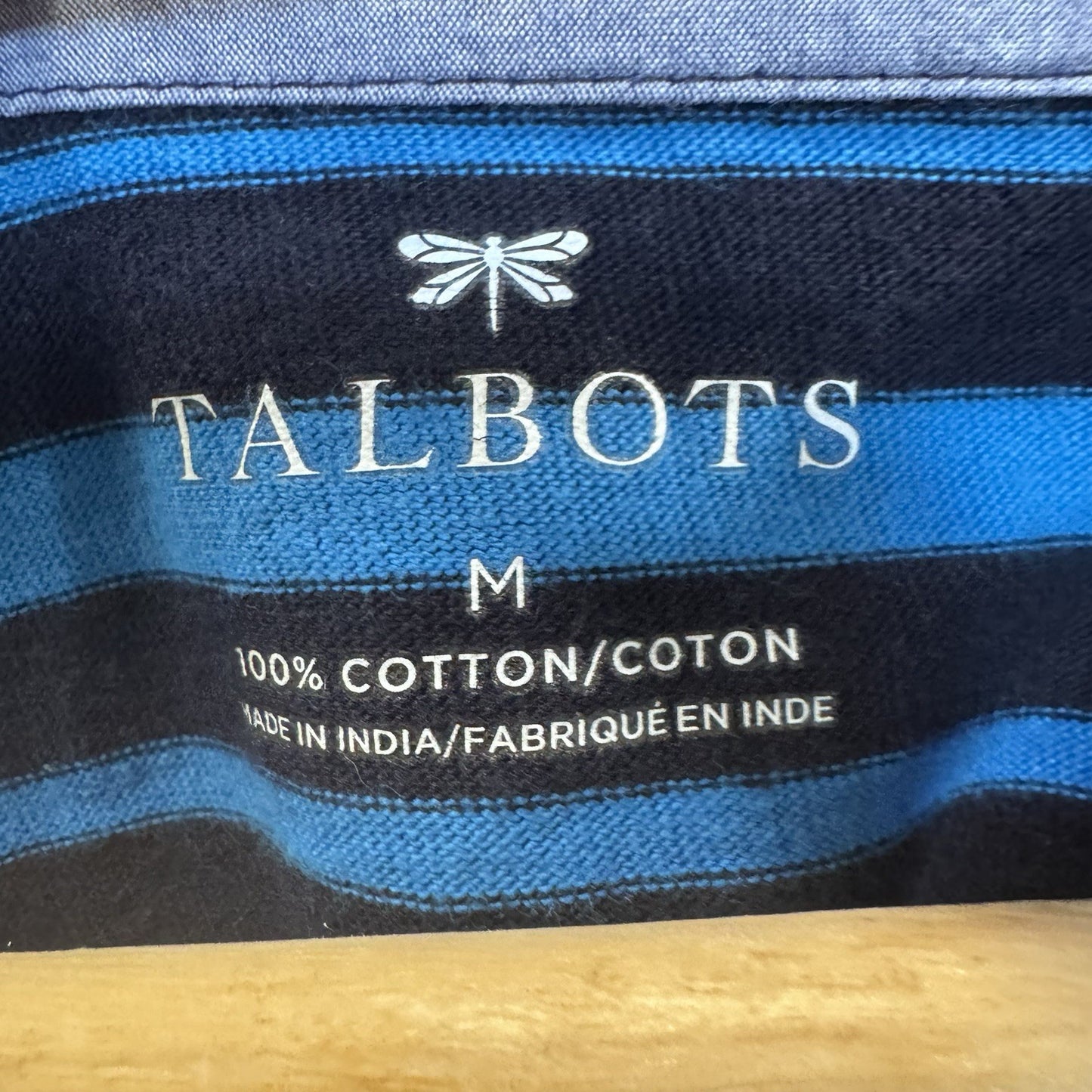 Talbots Women’s Striped Long Sleeve Top Blue Black Cotton Size M