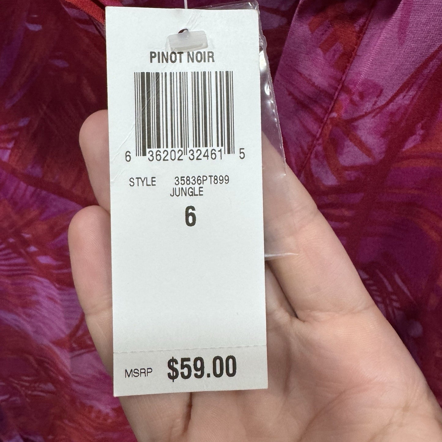INC International Concepts Silk Blend Blouse Size 6 Pink Red Jungle Print NWT
