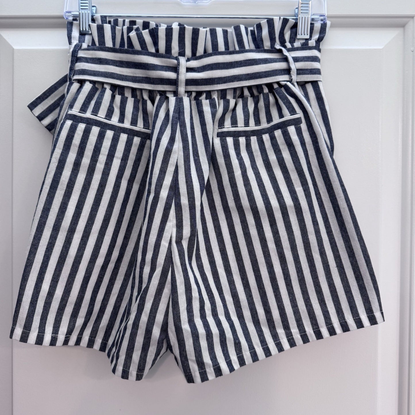 Altar’d State Shorts Blue White Stripe Belted Lined Paperbag Shorts M