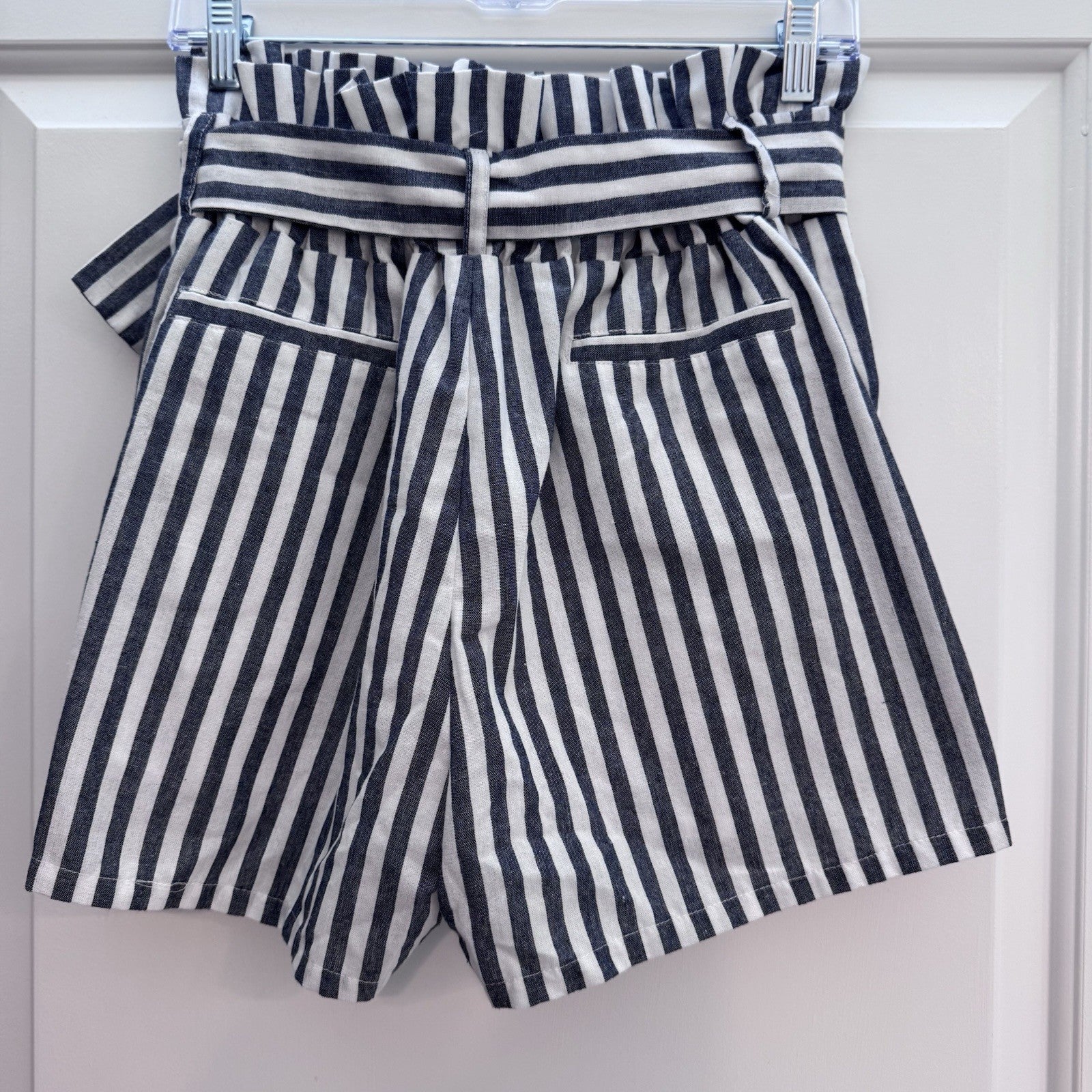 Altar’d State Shorts Blue White Stripe Belted Lined Paperbag Shorts M