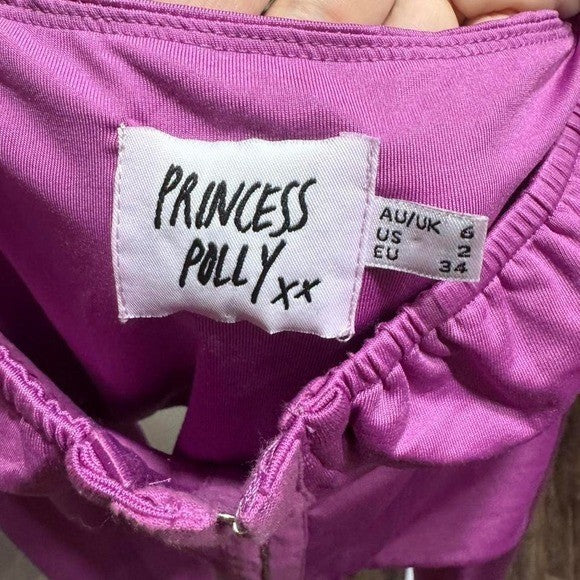 Purple Princess Polly crop top long sleeve corset top size 2