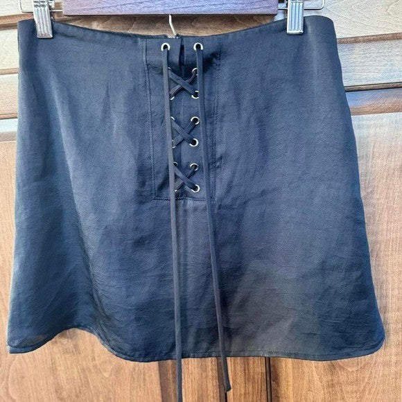 Forever 21 size Medium Black mini skirt with lace-up detail #gothfashion