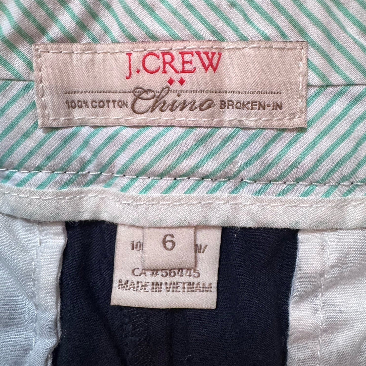 J. Crew Factory Navy Blue 100% Cotton Broken-In Chino Shorts Women's Size 6