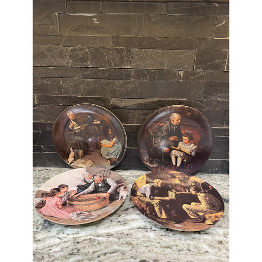 Lot of 4 Norman Rockwell Plates Vintage Collectible Rare